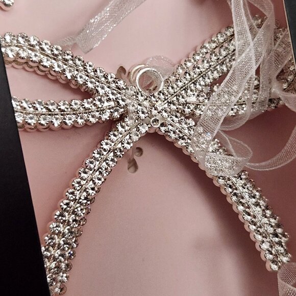 Rachel Zoe Rhinestone Metal Bow Christmas Ornaments - 2 Sets - New in Box - Picture 4 of 6